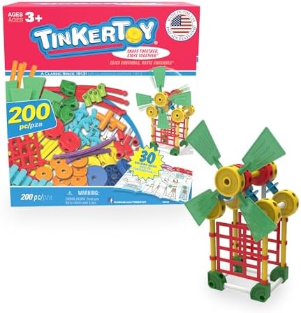 TINKERTOY 30 Model 200 Piece Super Building Set - Preschool Learning Educational Toy for Girls and Boys 3+ (Amazon Exclusive)