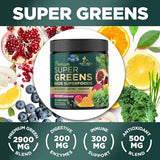 Super Greens Powder Smoothie Mix - Super Green Blend Supports Energy & Gut Health with Spirulina, Wheat Grass, Chlorella, Vegetables, Digestive Enzymes & Antioxidants - Vegan Superfood - 30 Serving