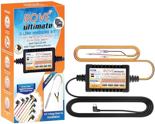 ROVE Ultimate Dash Cam Hardwire Kit with USB-C Port for R2-4K, R2-4K PRO, R2-4K Dual, and R3 Dash Camera Models, 24Hr Parking Monitoring Kit with Low Voltage Protection