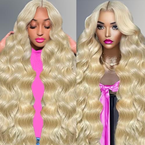 34 Inch 613 13x6 Lace Front Wig Human Hair 200 Density Blonde Wig Human Hair 13x6 Body Wave Lace Front Wigs Human Hair Pre Plucked Body Wave Human Hair Wig With Baby Hair 613 Wigs For Women
