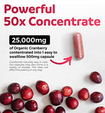 USDA Organic Cranberry Pills - 50:1 Concentrate Equals 25,000mg of Fresh Cranberries (Vegan) for Urinary Tract Health & Kidney Cleanse - Cranberry Pills for Women - UTI Support Supplement 120 Capsules