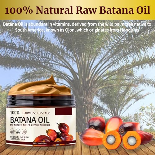 100% Raw Batana Oil for Hair Growth, Natural Raw and Pure Unrefined Batana Oil Organic Hair Growth Batana Oil Prevent Hair Loss, Restores Damaged Hair and Scalp