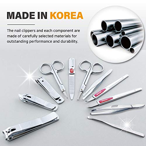 [Made in Korea] ROYAL Nail Clipper Set, 11pcs, Aluminium Manicure Set