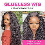 Fynokeh Wear and Go Glueless Wigs Human Hair Pre Plucked Pre Cut 6x4 Hd Lace Closure Wigs Human Hair 20 Inch Kinky Curly Human Hair Wig 250% Density Ready to Wear Glueless Wigs Natural Black