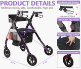 BlessReach Heavy Duty Rollator Walker - Aluminum Rolling Walker for Seniors and Adults with Large Seat, Support Up 450 lbs (Purple)