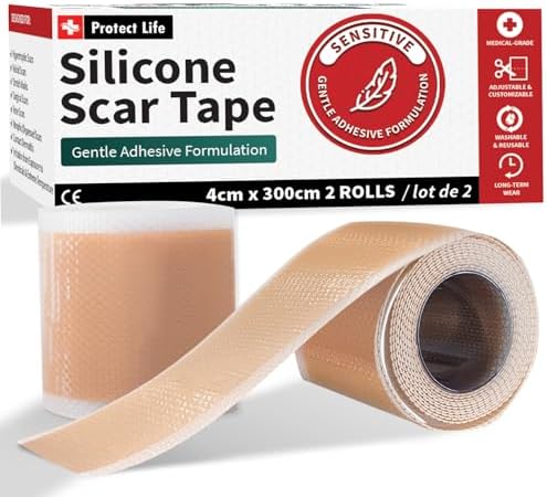 Medical-Grade Silicone Scar Tape Roll (1.6" x 118") Keloid Bump Removal Scar Sheets - Reusable Silicone Tape Scar Removal Strips, Scar Tape for Surgical Scars, C Section Scar Silicone Strips (2 Pack)