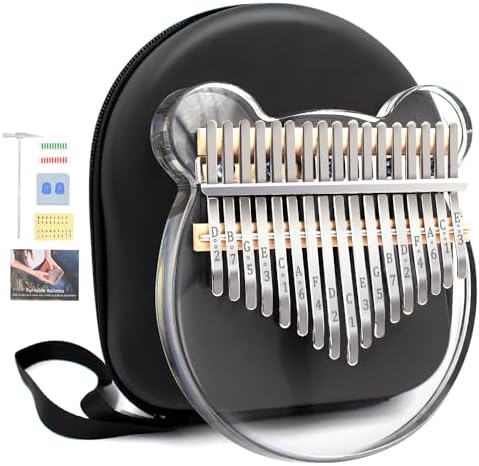 Acrylic Kalimba Thumb Piano,YUNDIE Portable 17 Keys Mbira Crystal Finger Piano, Musical Instruments Birthday Gift for Kid Adult Beginners Professional(Clear) (17 Keys)