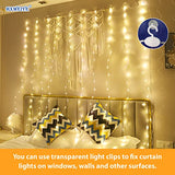 HXWEIYE 300LED Fairy Curtain Lights for Bedroom Warm White, 3mx3m 8 Modes USB Plug in Window Christmas Led String Hanging Lights with Remote for Backdrop Wedding Party Home Garden Outdoor Indoor