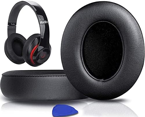 SoloWIT Replacement Ear Pads Cushions for Beats Studio 2 & Studio 3 Wired & Wireless Headphones, Earpads with Soft Protein Leather, Noise Isolation Memory Foam, Added Thickness - Black