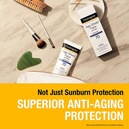 Neutrogena Age Shield Anti-Oxidant Face Lotion Sunscreen with Broad Spectrum SPF 70, Oil-Free & Non-Comedogenic Moisturizing Sunscreen to Prevent Signs of Aging, 3 fl. oz (Pack of 2)