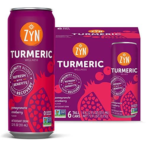 Turmeric Antioxidant Energy Drink by ZYN | 6 Pack | Pomegranate Cranberry | Low Calorie & No Added Sugar | Energy Turmeric Drinks for Inflammation Turmeric Drinks with Curcumin, Piperine, Vitamin C & Zinc | Plant-Based Formula
