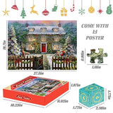 Wowok Advent Calendar 2024 Christmas Jigsaw Puzzles- The Christmas Cottage Holiday Puzzles for Adults Kids, 24 Parts 1008 Pieces Jigsaw Puzzles Gift for Countdown to Christmas