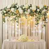 Adjustable Over The Table Rod Stand with Clamps, Black Metal Balloon Flower Arch Stand 35"-50" Tall, 45"-90" Length Ideal for Weddings, Showers, Birthday, Halloween, Thanksgiving Party Decorations