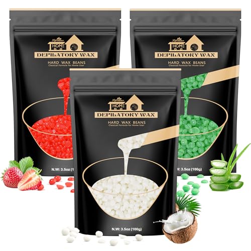 Lifestance Wax Beads, 3 Packs Waxing Beads, Hard Wax Beads with Aloe & Pearl-White & Strawberry, Perfect for Any Wax Warmers, Wax Beads for Hair Removal for Brazilian Bikini, Armpit, Face, Eyebrow