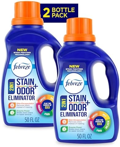 Febreze Laundry Detergent Additive, Original Strength In Wash Odor Eliminator, Designed to Remove Odors in a Single Wash Caused by Sweat, Food, Smoke, Fresh Scent, 50 fl oz (2 Pack)