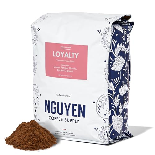 Nguyen Coffee Supply - Loyalty Signature Robusta & Arabica Blend: Medium Roast Premium Ground Coffee Beans, Vietnamese Single Origin, Low Acid, High Caffeine, Roasted in Brooklyn [5 Ib Bag]