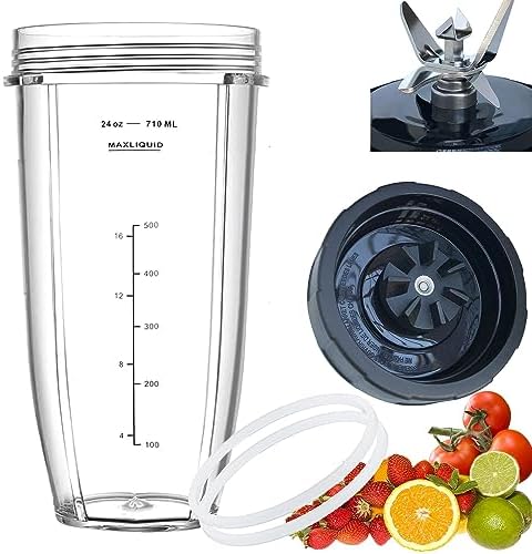 [ New Model] Replacement blender Blade and 24oz Cup Accessories, Only Compatible with Nutri Ninja SS150,SS151,SS300, SS350,SS351, CO351B, SS100, SS101, CO101B,SS400,SS401