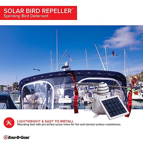 Bird B Gone - Solar Bird Repeller - Spinning Bird Deterrent with Telescoping Arms - Prevents Birds from Landing - Humane Repellent - Portable Design - for Boats, Patios, AC Units, Etc - Solar Powered