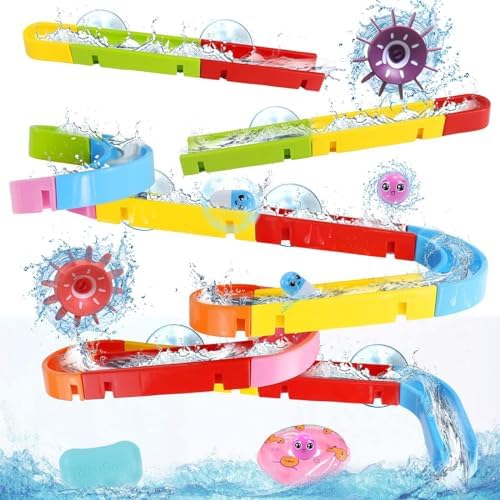 Bath Toys for Kids Ages 3-5 4-8 Toddler Bath Toys 38 PCS Bathtub Shower Toys DIY Water Marble Run Slippery Slide Birthday Gift for 2 3 4 5 6 7 8 Year Old Boys Girls