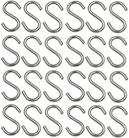 DGOL 24 Packs 304 Stainless Steel Small 1-7/8 inch Long S Hooks Loading 100 lbs