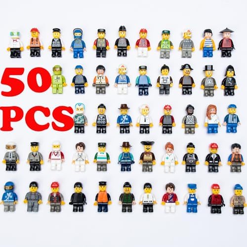 ELECBYTES Minifigures, Action Figure, Mini Figure Toy, MINIFIG People, Mystery Pack (Random 50 Minifigs Included)