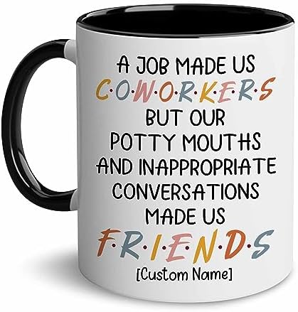 WHIDOBE Personalized Coworker Leaving Mug for Women, Custom 11oz 15oz Farewell Cup for Coworker Boss, Custom Name Mug for Friend Besties Leaving Going Away, Funny Good Bye Cup, A Job Made Us Coworkers