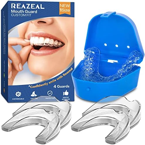 Mouth Guard for Grinding Teeth at Night: Moldable Dental Guard for Sleeping - Nighttime Protection for Teeth 4 Pack