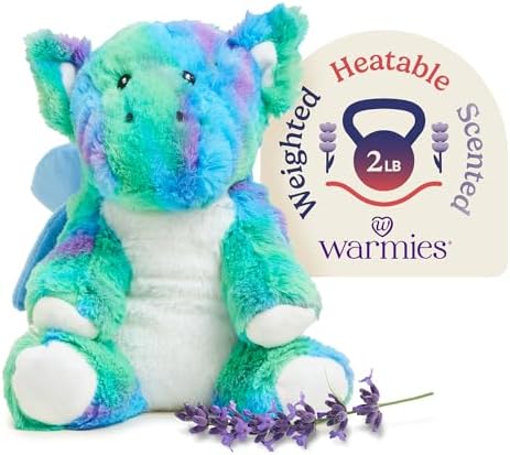 warmies Microwavable & Weighted Stuffed Animals, Baby Dragon - Heated Stuffed Animal Plushie for Warmth & Comfort - Cute Soft Plush Toys for Adults & Children (Boys, Girls, Babies & Toddlers)