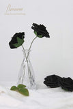 Floroom Artificial Flowers 50pcs Real Looking Black Foam Fake Roses with Stems for DIY Wedding Bouquets Centerpieces Arrangements Party Tables Home Halloween Decorations