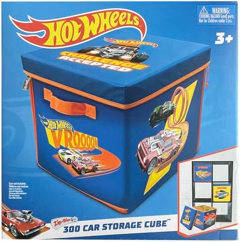 Hot Wheels Tara Toy: ZipBin 300 Car Storage Cube - Unzip to Convert Into A Playmat, Holds Up to 300 Toy Cars, Storage & Play, Toy Box, Kids Age 3+