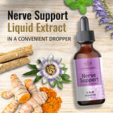 Nerve Support Liquid Extract - Organic Herbal Drops to Support Nervous System, Brain Function, Energy, Stress Relief - Natural Sleep Aid - Vegan Supplement, No Sugar or Alcohol - 2 fl. oz