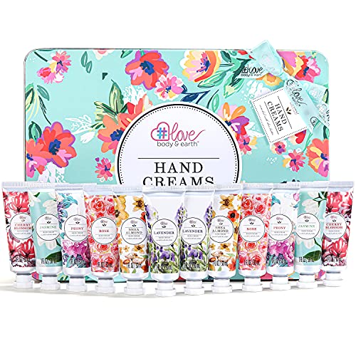 BODY & EARTH Hand Cream Gift Set Pack of 12 Enriched with Shea Butter to Nourish Dry Hands, Hand Lotion Gift Packs, Travel Size, Best Gifts for Women Gift Sets For Mother's Day Valentine's Day