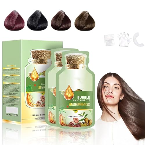 HUANG YI Natural Hair Dye, 20ml 10Packs/Box Plant-Based Grey Hair Color Shampoo with Pure Plant Extract (Coffee)
