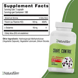 NaturalSlim Crave Control Appetite and Craving Suppressant Supplement - Natural Hunger Suppressant with L glutamine & Thiamine B Complex for Energy & Metabolism Booster - 180 Capsules