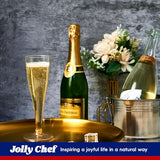 JOLLY CHEF 100 Pack Plastic Champagne Flutes Disposable 4.5 oz Gold Glitter Plastic Champagne Glasses Perfect for Wedding, Thanksgiving Day, Christmas