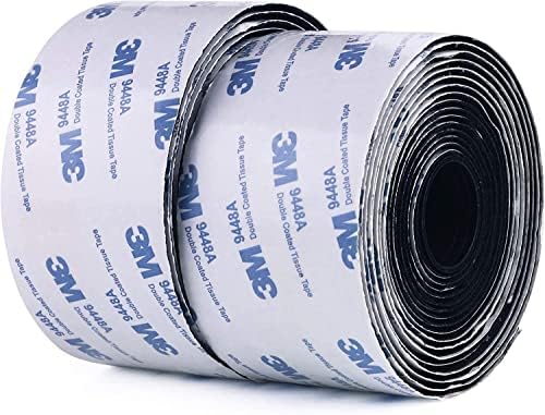3M Hook and Loop Self Adhesive Tape 2” x 10Ft 9448A Sticky Back Interlocking Nylon Fabric Fastener Heavy Duty Adhesion Strip Tape Black(9448AG)