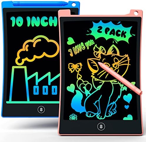 bravokids 2 Pack LCD Writing Tablet for Kids,10 inch Colorful Doodle Board Drawing Pad for Kids, Kids Travel Toy Activity Game, Birthday Gifts for 3 4 5 6 Year Old Boys and Girls Toddlers