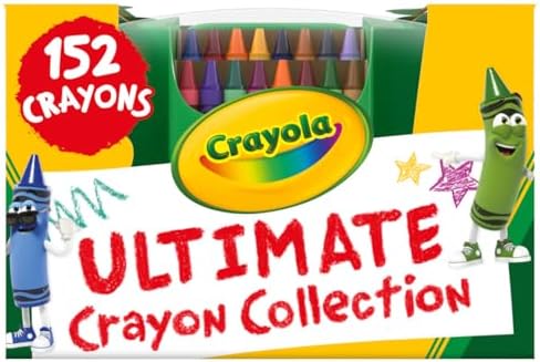 Crayola Ultimate Crayon Box Collection (152ct), Bulk Kids Crayon Caddy, Classic & Glitter Colors, Coloring Book Supplies, Gift for Kids