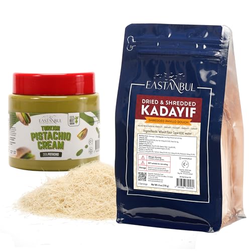 Dubai Chocolate Bar Pistachio Essentials Bundle - Dried & Chopped Kataifi and Pistachio Cream - Perfect for Dubai Pistachio Chocolate Bar, Kunafa, and Luxurious Treats