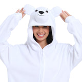 NAITOKE Adult Animal Onesie Halloween Costume Cosplay One-Piece Pajamas Women Man Teens White