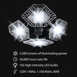 Bell+Howell Quadburst, ASON TV LED Lighting with 5,500 Lumens, Ultra Bright Lighting with 192 Ultra High-Intensity LED Bulbs and 4 Multi-Directional Panel Bedroom, Garage, Ceiling Light