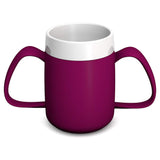 Ornamin Two Handled Mug with Internal Cone 140 ml Blackberry with Drinking Lid (Model 815 + 814) / feeding cup, drinking aid, ergonomic mug