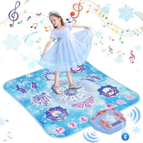 Dance Mat, 2025 8-Button Frozen Dance Pad with Wireless Bluetooth, Upgraded Flowing Light Control System with Stands, Princess Toys Birthday Christmas for 3-12 Year Old Girls