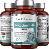 B-3 Nicotinamide 500 mg 100 Vcaps - Nicotinic Amide Niacin Natural Flush-Free Vitamin Formula - Supports Skin Cell Health