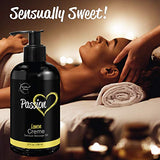 Passion Sensual Massage Oil for Couples – All Natural, Lemon Crème Scent with Almond Oil & Jojoba Oil. Natural Body Oil for Dry Skin. Massaging Oil for Romance & Relaxation – 8oz