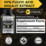 Vitalpha Natural Shilajit Resin Capsules – 50% Fulvic Acid – 85 Trace Minerals – Pure Himalayan Shilajit Supplement – Organic, Made in USA – 60 Capsules