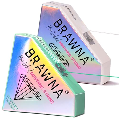 BRAWNA 2 Pack Pro Inked Mapping String for Brow and Lip Measuring - Color - Turquoise and White