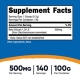 Nutricost Beta Glucan Powder 100 Grams - 1,3/1,6 - Non GMO