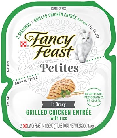 Purina Fancy Feast Petites Gourmet Gravy Wet Cat Food, Petites Grilled Chicken With Rice Entree - (Pack of 12) 2.8 oz. Tubs