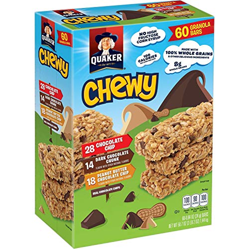 Quaker-Chewy Granola Bars, 3 Flavor Assortment, 60 count, 50.7oz, 0.84 ounce (pack of 60) (980038253)